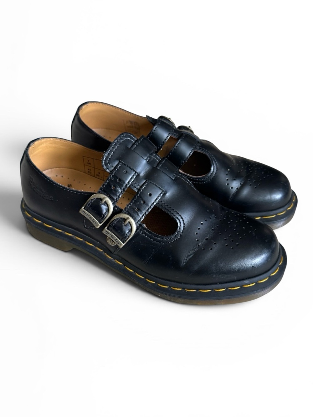 Dr. Martens 8065 Double Strap Mary Jane Shoes Black Leather Size 9